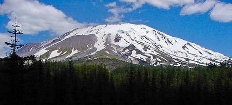 Mt St Helens as seen from the Sheep Canyon trail in the Mt St Helens National Volcanic Area