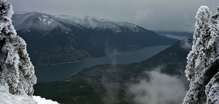 Columbia River Gorge as seen from Dog Mountain in the winter