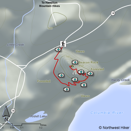 Beacon Rock Hike map