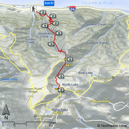 North Lake Hike via Wyeth Ridge Trail Hike map