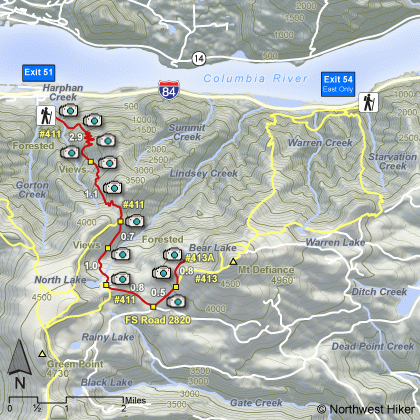 Bear Lake Hike via Wyeth Ridge Trail Hike map